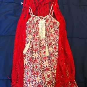 Dress and lace sweater combo